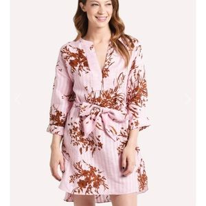 Joie Sunanda Floral Pink Linen Belt Tie Lightweight Spring Mini Dress Medium